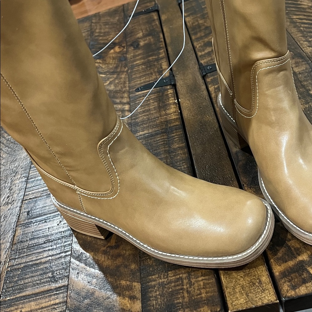 Tan Mid-Calf Boots - Picture 8 of 9